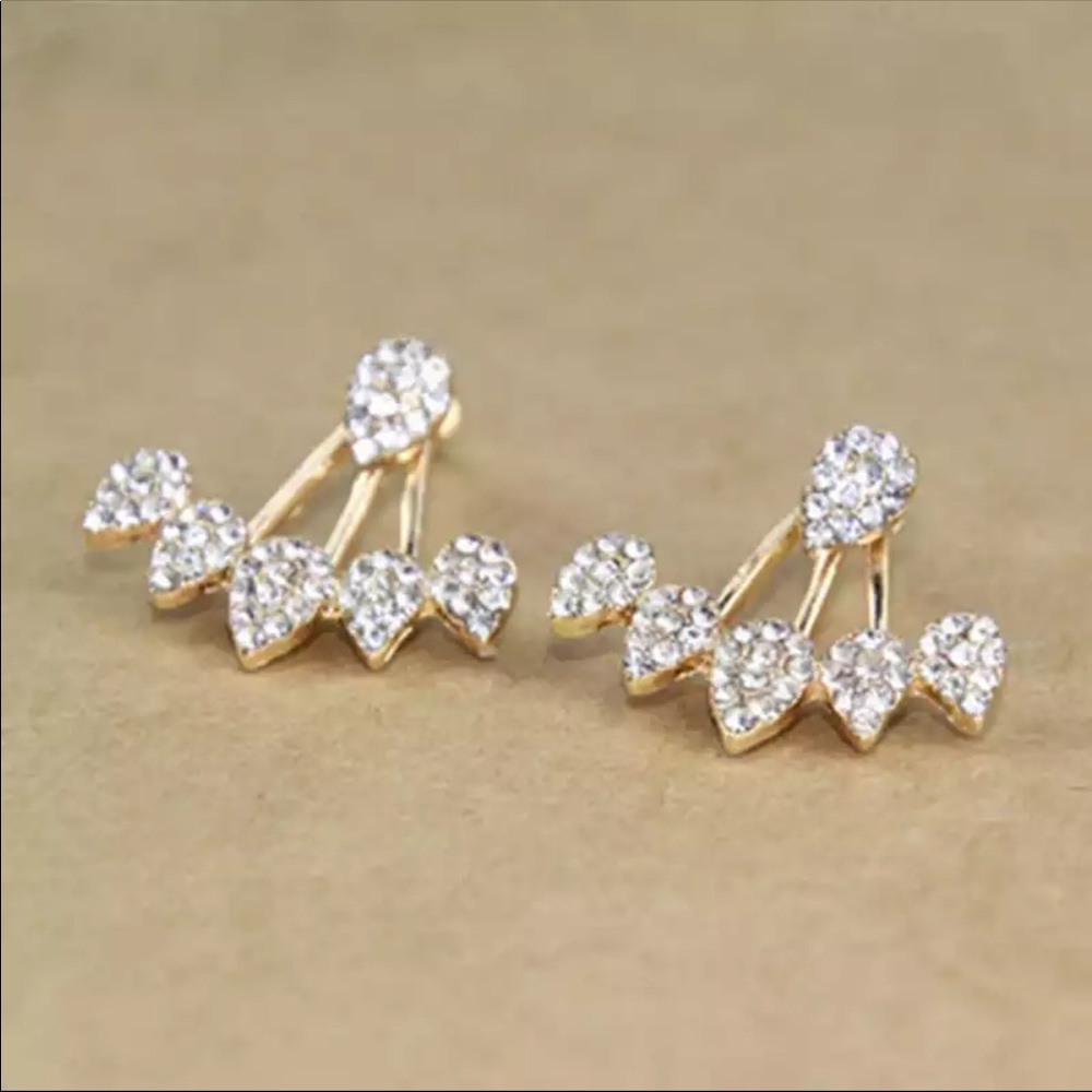 Gold Jeweled Earring Jacket Set - Picture 2 of 3